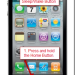 Use iPhone home button and sleep/wake button to take screen capture of iphone screen