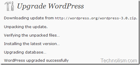 wordpress upgrade to 3.0 successfull