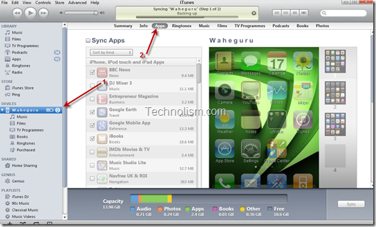 Select Apple device | Click on Apps Tab