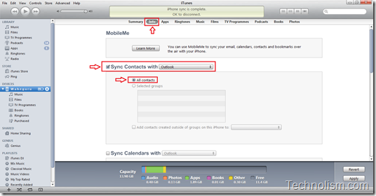 sync microsoft outlook contacts with iphone using itunes