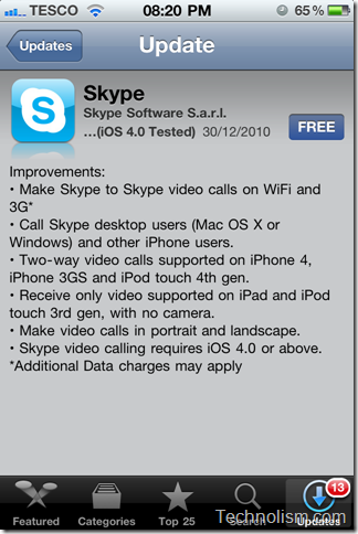 Skype iPhone app upgrade 3.0 available in the app store