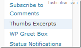 Thumbs Excerpts Plugin options