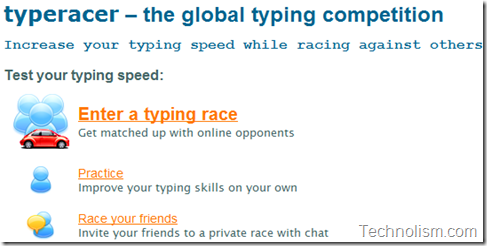 Enter a Typing Race - TypeRacer Online browser based typing game