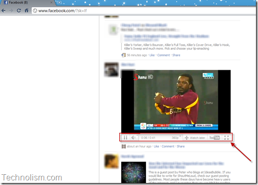 Youtube video in Facebook Full screen button - Google Chrome Extension