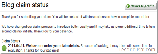 Technorati Blog Claim status
