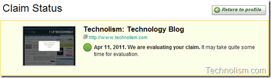 Blog Claim status - Technorati