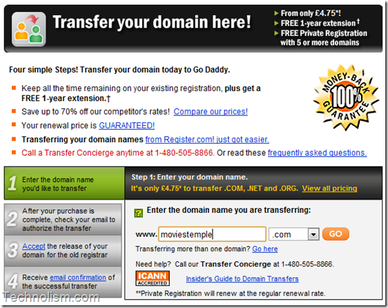 Transfer domain name from Dreamhost to Godaddy