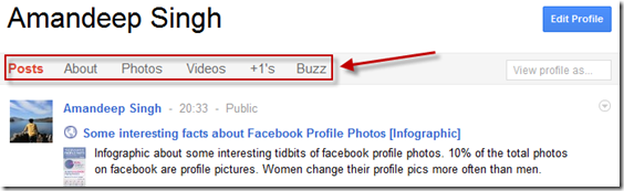 +1 and Buzz tabs in Google Plus