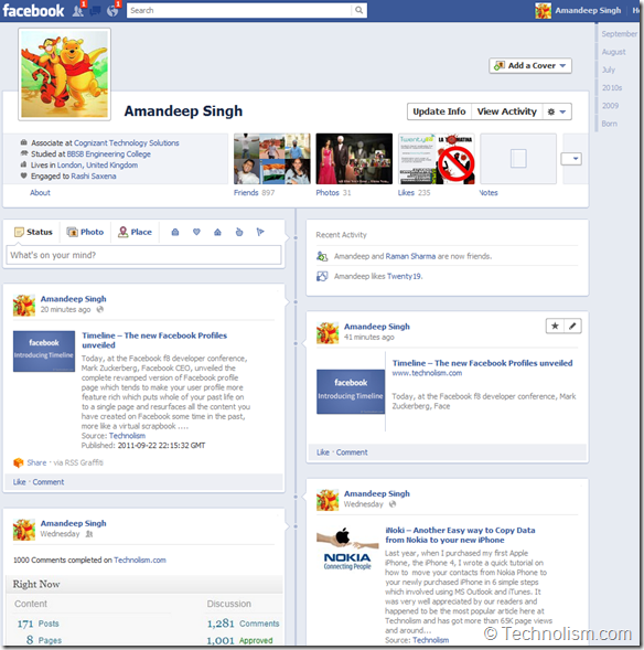Facebook User Profile Timeline - The Story of Your Life