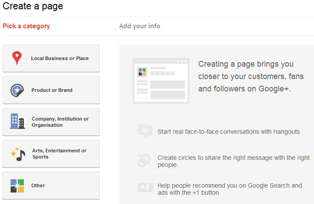 Create Google Plus Page