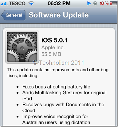 iOS 5.0.1 update to fix iPhone 4S battery issue