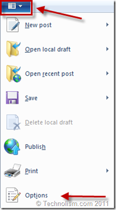 Windows Live Writer 2011 Options