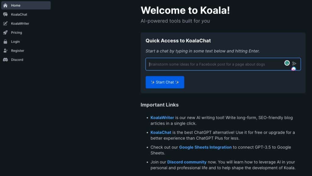 Koala.sh AI Writing tools